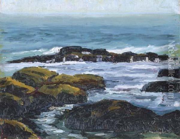 California Seascape Oil Painting - Otto Henry Schneider