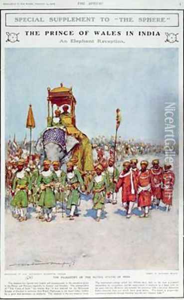 An Elephant Reception for the Prince of Wales illustration from The Sphere 1906 Oil Painting - Mortimer Ludington Menpes