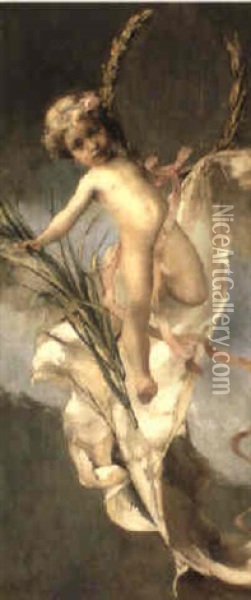 The Guardian Angel Oil Painting - Frantisek Dvorak