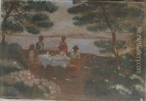 Repas Sur Une Terrasse Aux Antilles Oil Painting - Cassius Marcellus Coolidge