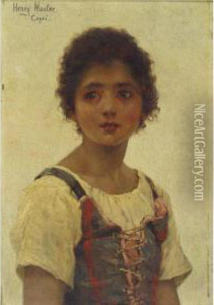 Young Girl From Capri Oil Painting - Henry Mosler