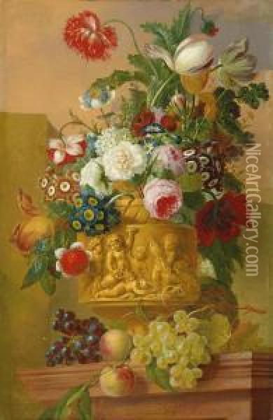 Stillleben Mit Blumen Undfruchten Oil Painting - Willem van Leen