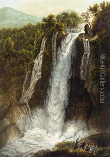 The Waterfall At Vetino, Near Terni Oil Painting - Wilhelm Kretschmer