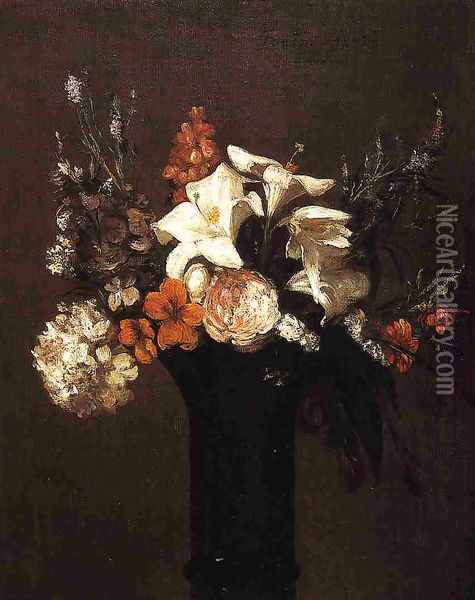 Flowers I Oil Painting - Ignace Henri Jean Fantin-Latour