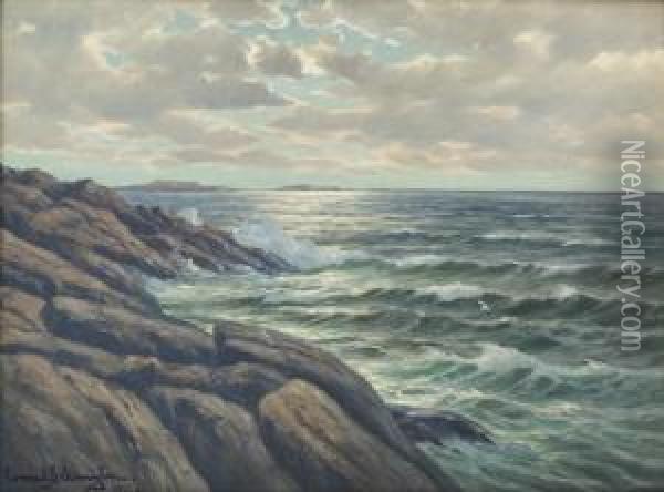 Kystlandskap 1937 Oil Painting - Conrad Selmyhr