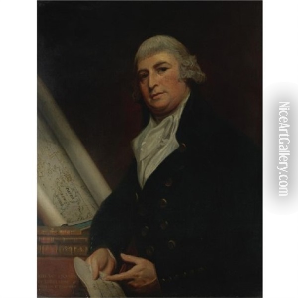 Portrait Of Sir William Fraser, Holding A Letter Oil Painting - George Romney