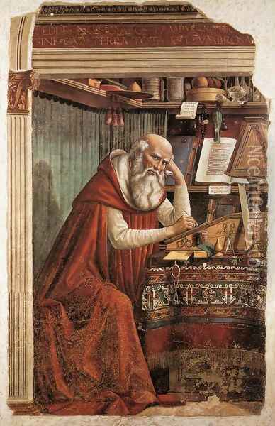 St Jerome in his Study 1480 Oil Painting - Domenico Ghirlandaio