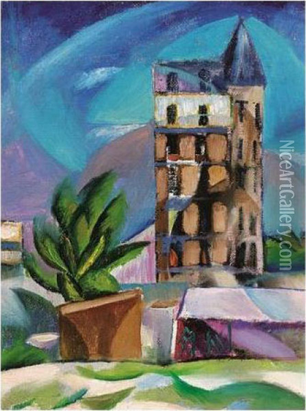 The Tower, C.1907 Oil Painting - Vladimir Baranoff-Rossine