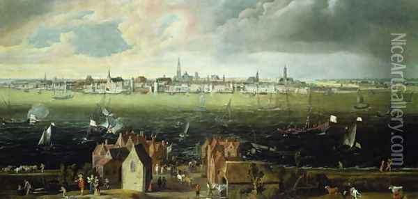 View of Antwerp from the River Schelde Oil Painting - Jan Wildens