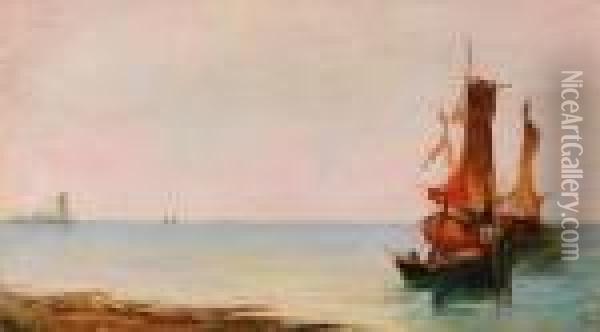 Barche Di Pescatori Oil Painting - Guglielmo Ciardi