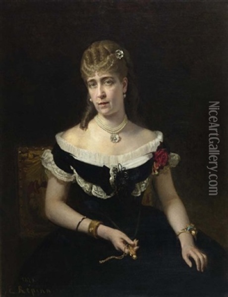 Portrait Einer Dame, Wahrscheinlich Madame Frankenstein Oil Painting - Ilya Repin