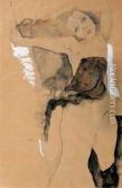 Zwei Frauen Oil Painting - Egon Schiele