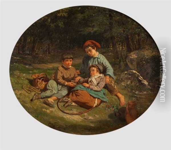 Waldlichtung Mit Kindern Oil Painting - Pierre Charles Poussin