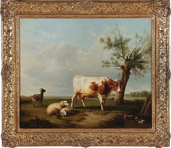 Cows In Pasture Oil Painting - Louis Robbe