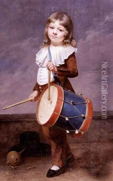 Portrait of the Artist's Son as a Drummer Oil Painting - Martin Drolling