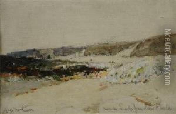Marsden Sands From Velvet Beds Oil Painting - George Edward Horton