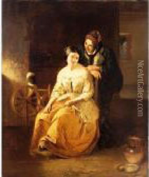 Catherine Seyton, The Proposal, Sir Walter Scott's The Abbott Oil Painting - Thomas Faed