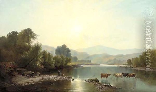 Morning On The Dee Oil Painting - Henry John Boddington