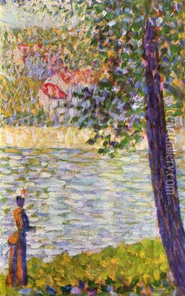 The Seine with Courbevoie Oil Painting - Georges Seurat