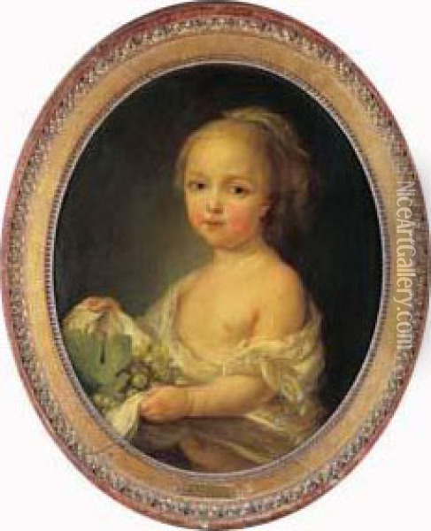 Portrait De Marie Rosalie Van Loo, Fille De L'artiste, A L'age De Quatre Ans. Oil Painting - Carle van Loo