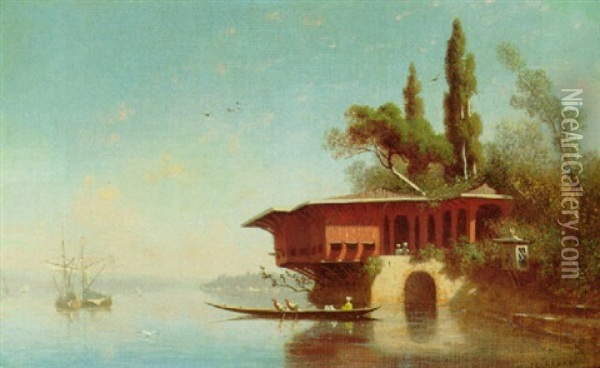 A Summer House On The Bosphorus Oil Painting - Charles Theodore (Frere Bey) Frere