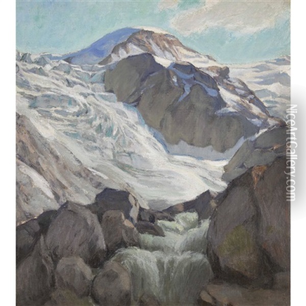 Berglandschaft Mit Alphubel Oil Painting - Fernand Gaulis