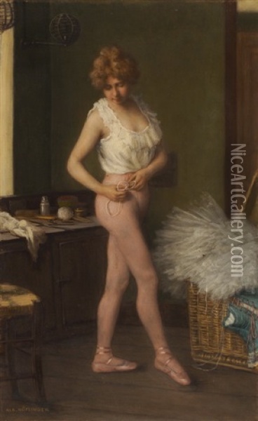 Ballerina Beim Ankleiden Oil Painting - Albert Hoeflinger