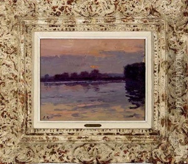 Coucher De Soleil, Sur La Loire Oil Painting - Jules Ernest Renoux
