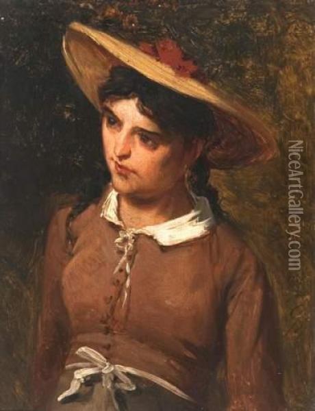 Meisje Met Strohoed Oil Painting - Theodore Gerard