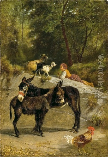 Pastorcillo De Burros Y Cabras Oil Painting - Filippo Palizzi