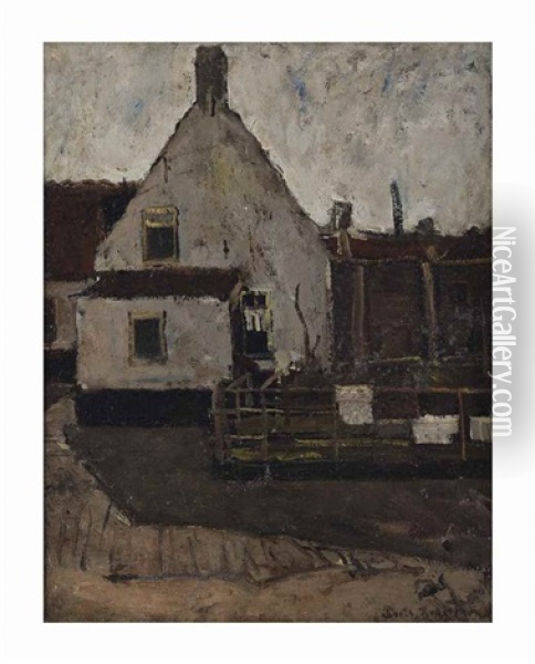 Huisje Te Katwijk; A Backgarden In Katwijk Oil Painting - Suze Bisschop-Robertson