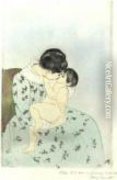Mother's Kiss (b. 149; M./s. 11) Oil Painting - Mary Cassatt
