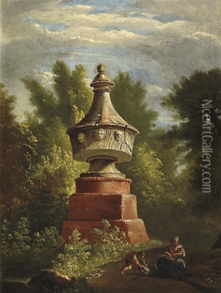 Architektur Im Park Oil Painting - Jacob Wilhelm Mechau