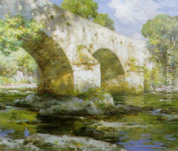 The Bridge, East Lothian Oil Painting - William Stewart MacGeorge