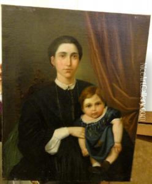 Mamma Con Bambinocurioso Oil Painting - Francesco Semino