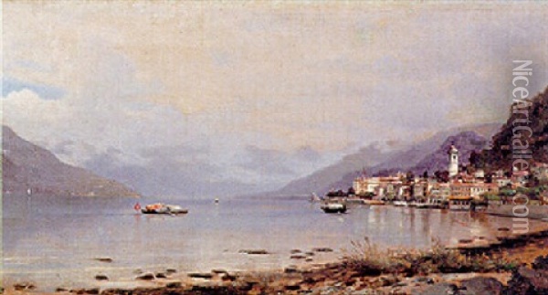 Veduta Del Lago Di Como Oil Painting - Filippo Carcano