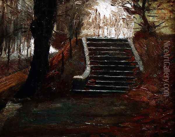 The steps at the Frederiksberg Gardens, Copenhagen Oil Painting - Christian Clausen