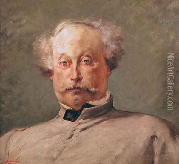 Portrait of Alexandre Dumas fils (1824-95) Oil Painting - Georges Jules Victor Clairin