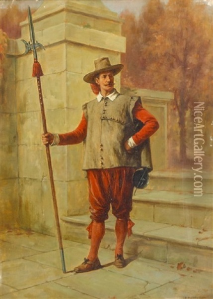 On Guard Oil Painting - Benjamin Eugene Fichel