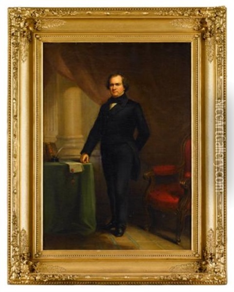 Portrait Of A Gentleman (frederick W. Lincoln ?) Oil Painting - Moses Wight