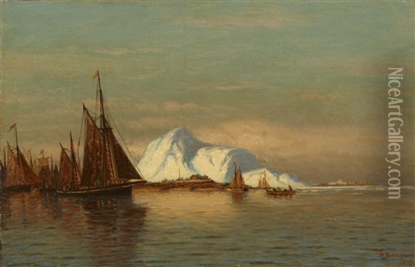 Whalers Off An Arctic Village Oil Painting - William Bradford