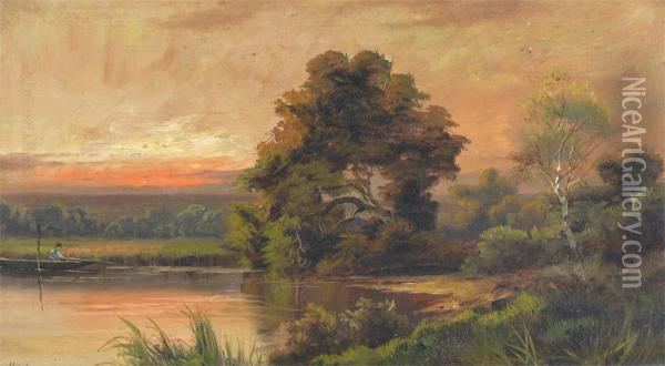 Dawn And Dusk On The River Oil Painting - Jack Ducker