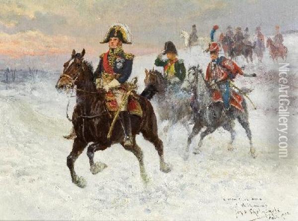 Marszalek Ney I Napoleon Z Wojskami Oil Painting - Jan van Chelminski