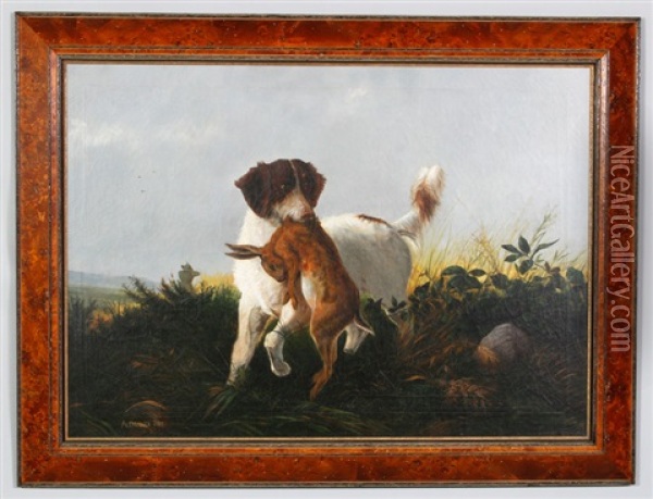 Dog With Rabbit Oil Painting - Alexander Pope