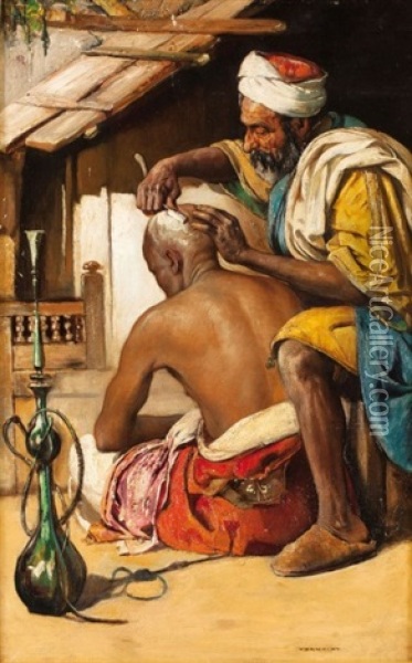 Le Barbier Oil Painting - Gyula Tornai
