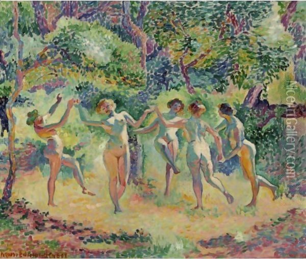 La Ronde (Etude Pour La Clairiere) Oil Painting - Henri Edmond Cross