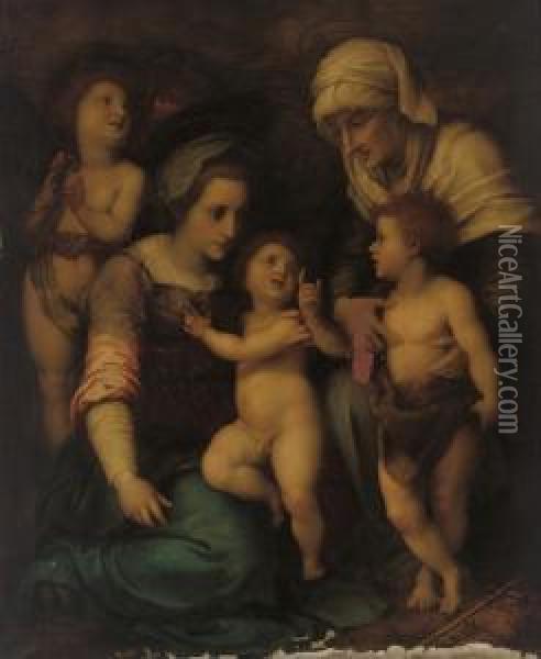 The Madonna And Child With Saint Elizabeth, The Infant Saint John The Baptist, And Putti Oil Painting - Andrea Del Sarto