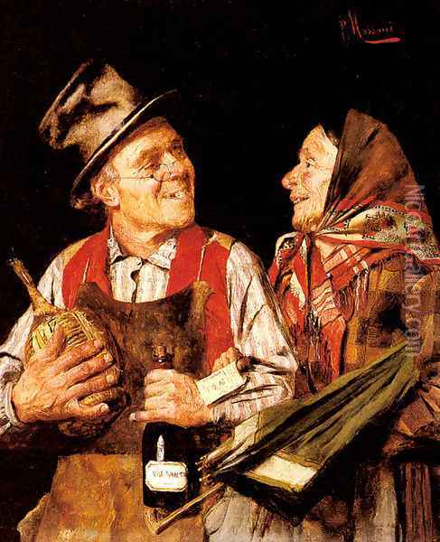 The Wine Merchant Oil Painting - Pompeo Massani