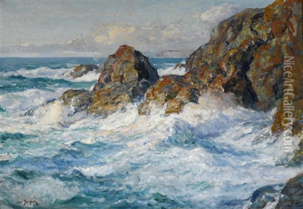 Rocks And Surf Oil Painting - Paul Dougherty