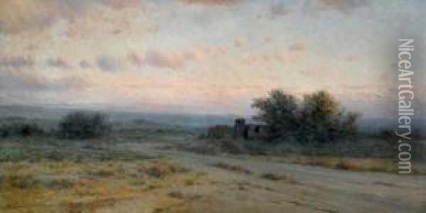 Atardecer En La Llanura (sunset Over The Plain) Oil Painting - Modesto Urgell y Inglada